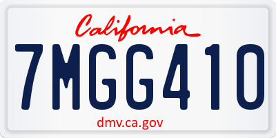 CA license plate 7MGG410