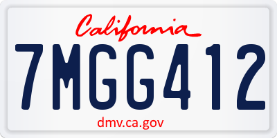 CA license plate 7MGG412