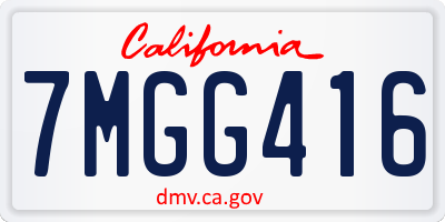 CA license plate 7MGG416