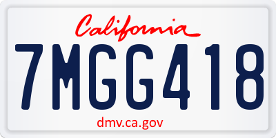 CA license plate 7MGG418