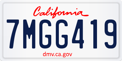 CA license plate 7MGG419