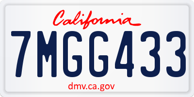 CA license plate 7MGG433