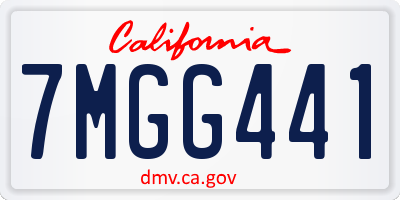CA license plate 7MGG441