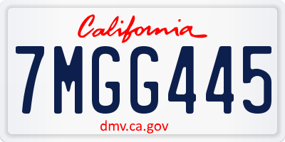 CA license plate 7MGG445
