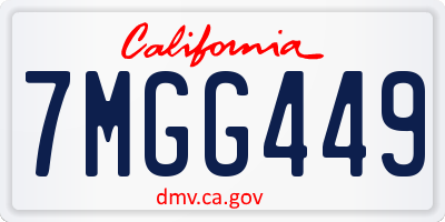 CA license plate 7MGG449