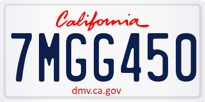 CA license plate 7MGG450