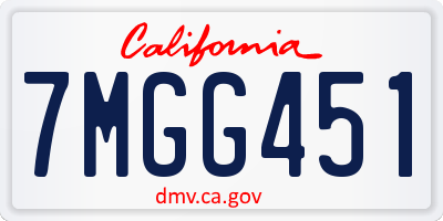 CA license plate 7MGG451