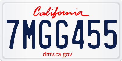 CA license plate 7MGG455