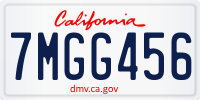 CA license plate 7MGG456