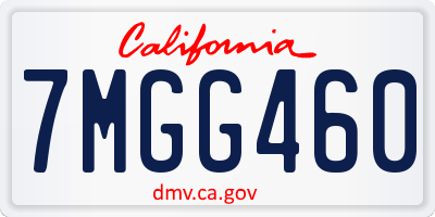 CA license plate 7MGG460