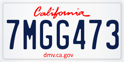 CA license plate 7MGG473