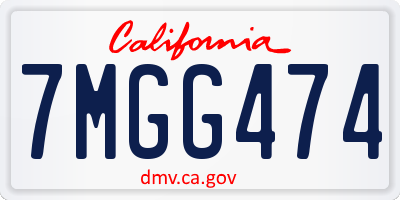 CA license plate 7MGG474
