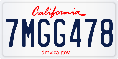 CA license plate 7MGG478