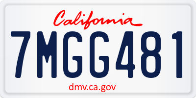 CA license plate 7MGG481