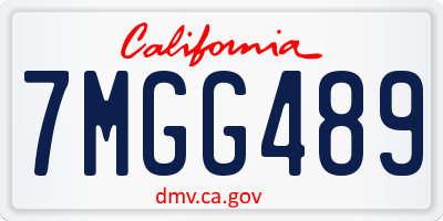 CA license plate 7MGG489