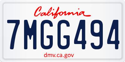 CA license plate 7MGG494