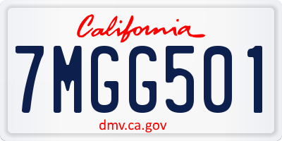 CA license plate 7MGG501