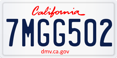 CA license plate 7MGG502