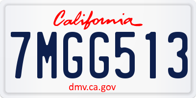 CA license plate 7MGG513