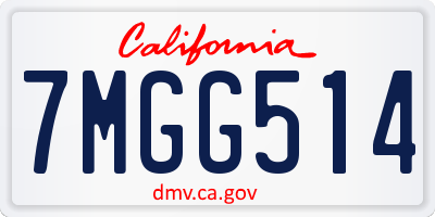 CA license plate 7MGG514