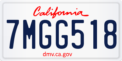 CA license plate 7MGG518