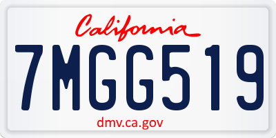 CA license plate 7MGG519