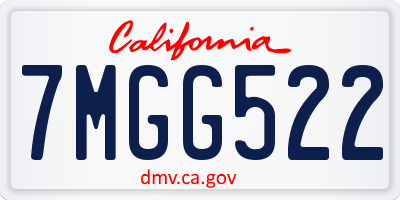CA license plate 7MGG522