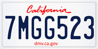 CA license plate 7MGG523