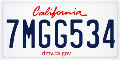 CA license plate 7MGG534