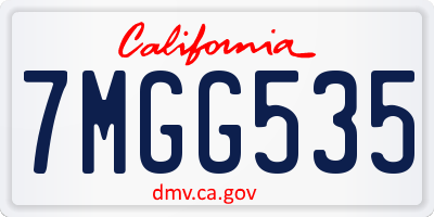 CA license plate 7MGG535