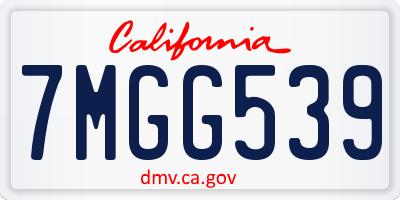 CA license plate 7MGG539