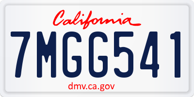 CA license plate 7MGG541