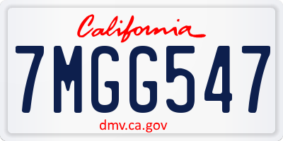 CA license plate 7MGG547