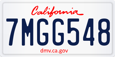 CA license plate 7MGG548