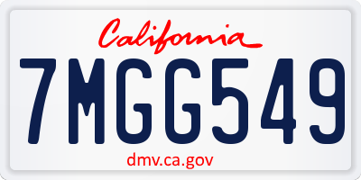 CA license plate 7MGG549