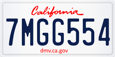 CA license plate 7MGG554