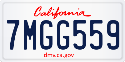 CA license plate 7MGG559
