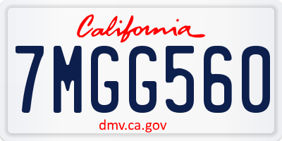 CA license plate 7MGG560