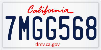 CA license plate 7MGG568