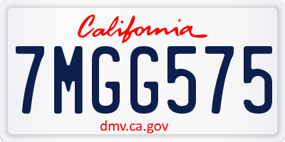 CA license plate 7MGG575