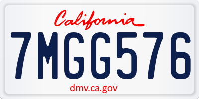 CA license plate 7MGG576