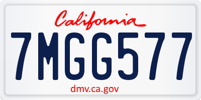 CA license plate 7MGG577