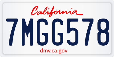 CA license plate 7MGG578