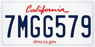 CA license plate 7MGG579