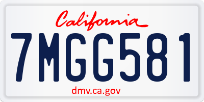 CA license plate 7MGG581
