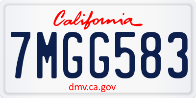 CA license plate 7MGG583