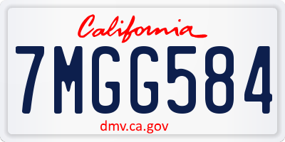 CA license plate 7MGG584