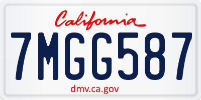 CA license plate 7MGG587