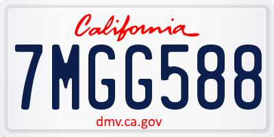 CA license plate 7MGG588