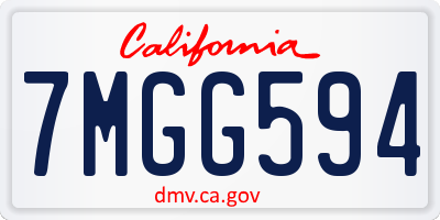 CA license plate 7MGG594
